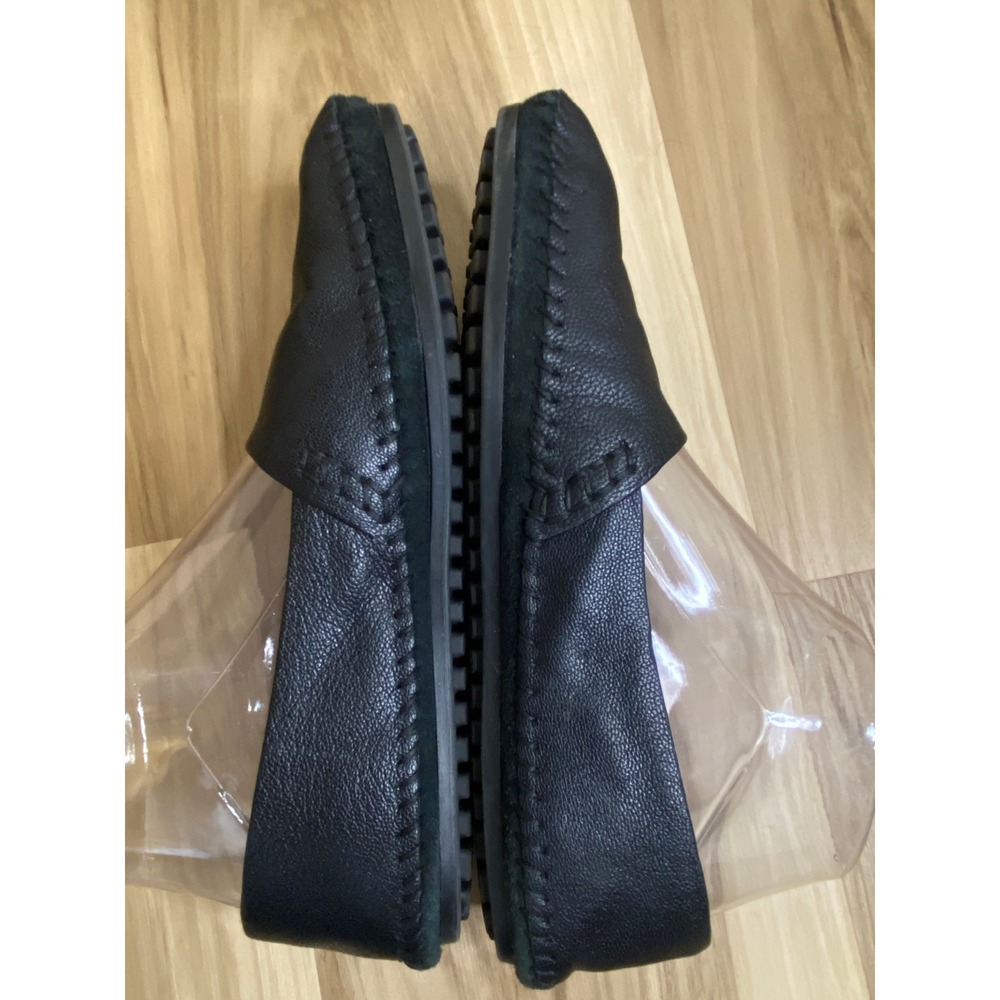 BCBGeneration Black Pebbled Leather Whipstitch Flats Shoes Womens 7B 37